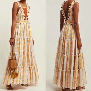 Dodo Bar Or Alicia maxi tassel dress with embroidery.